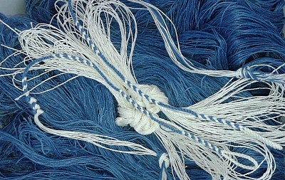 Woad dyed linen